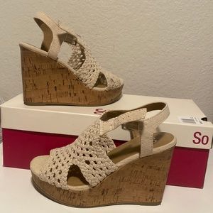 Nude color wedges women size 6.5